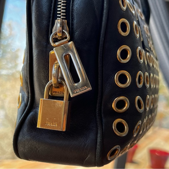 Prada: Grommet Robot Keychain with Lock & Key Tote Bag *RARE* - Picture 10 of 16